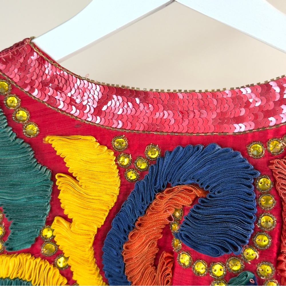NEW Designer Sample Embroidered Jacket Colorful Boho Floral Statement Sz M - Picture 12 of 14